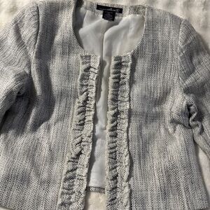 Willi Smith Blue and White Textured Tweed Jacket